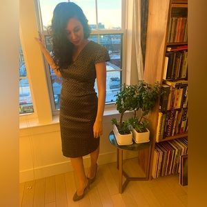 Brooks brothers silver, octagon tile patterned dress.